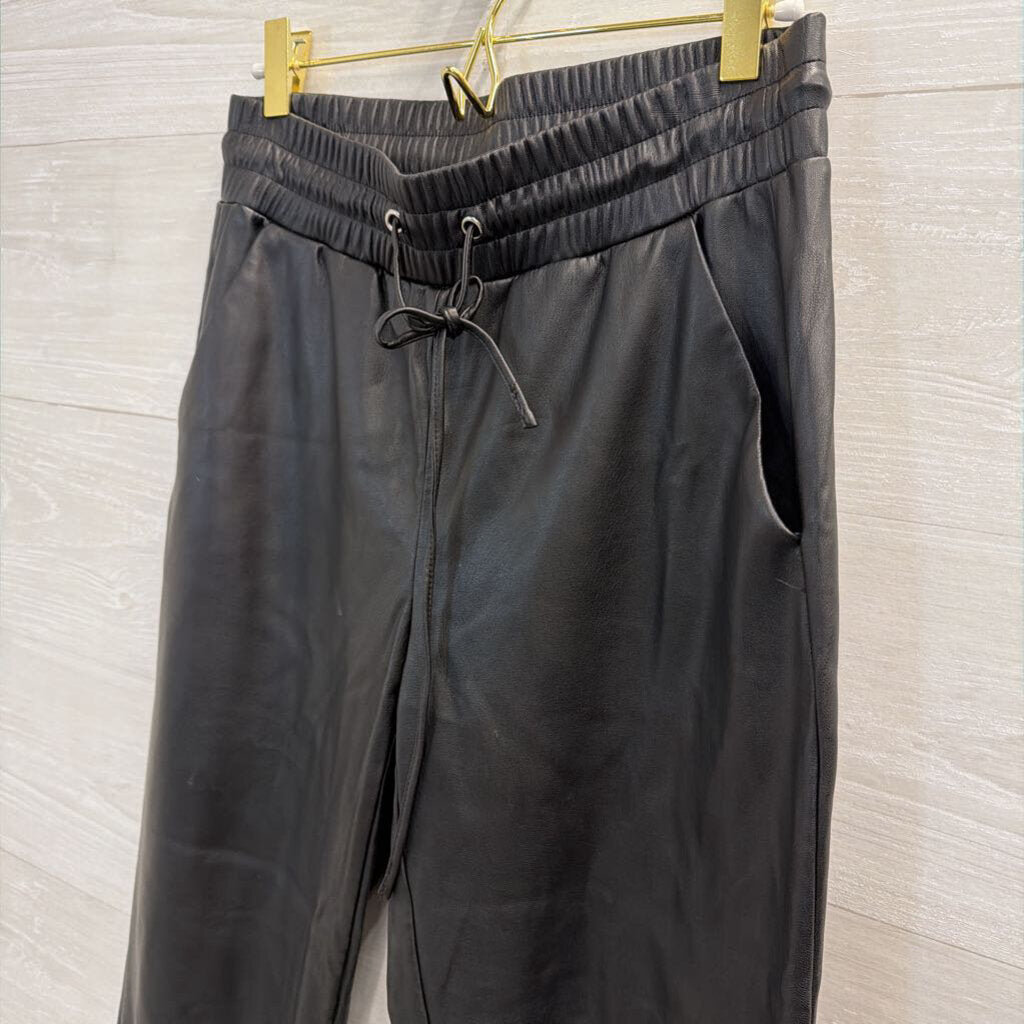 Loft Black Faux Leather Pull On Pants Extra Small