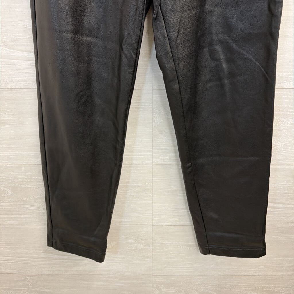 Loft Black Faux Leather Pull On Pants Extra Small