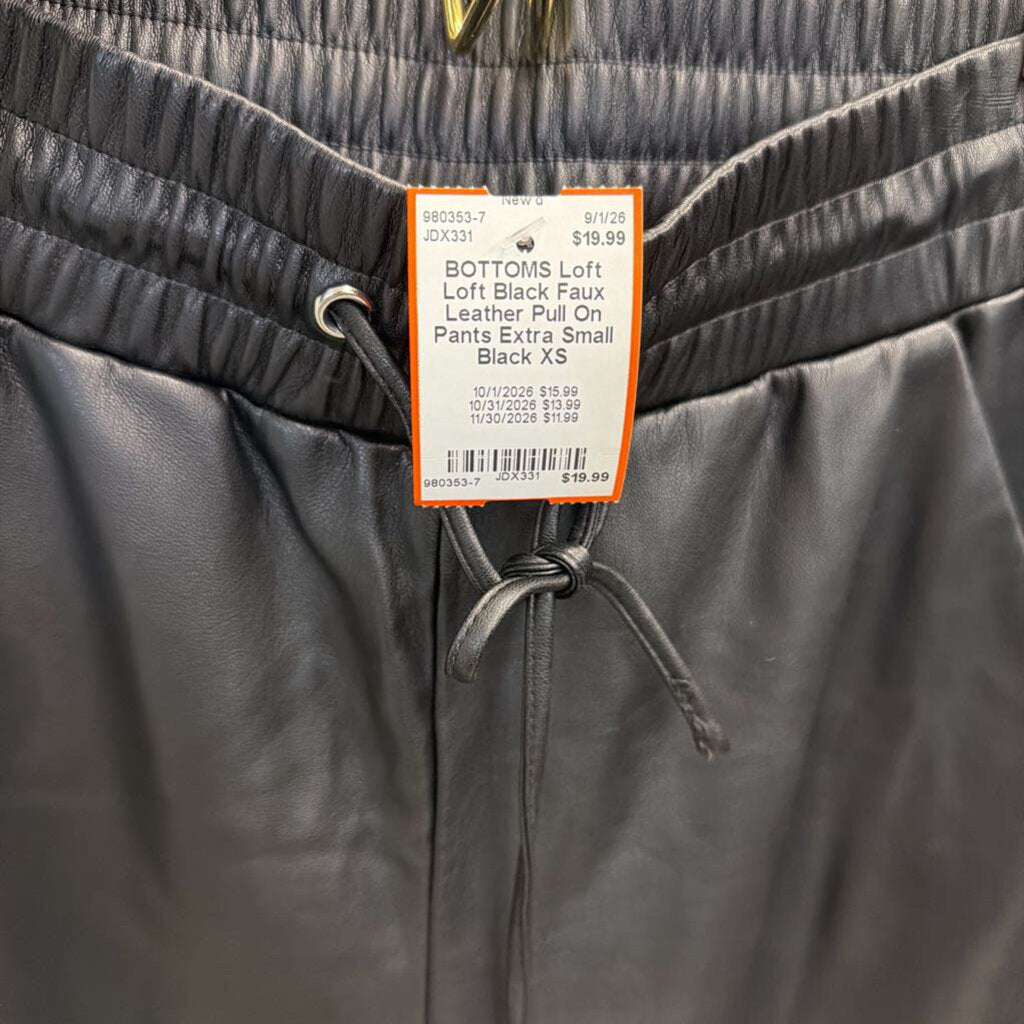 Loft Black Faux Leather Pull On Pants Extra Small