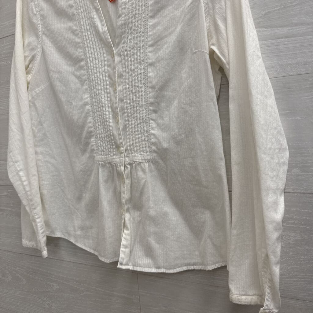 Eddie Bauer White Long Sleeve Button Front Top Medium