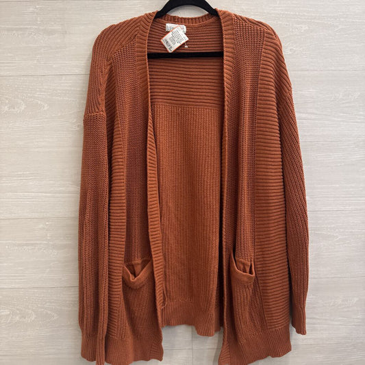 Grace and Lace Orange Knit Open Front Cardigan Sweater Large