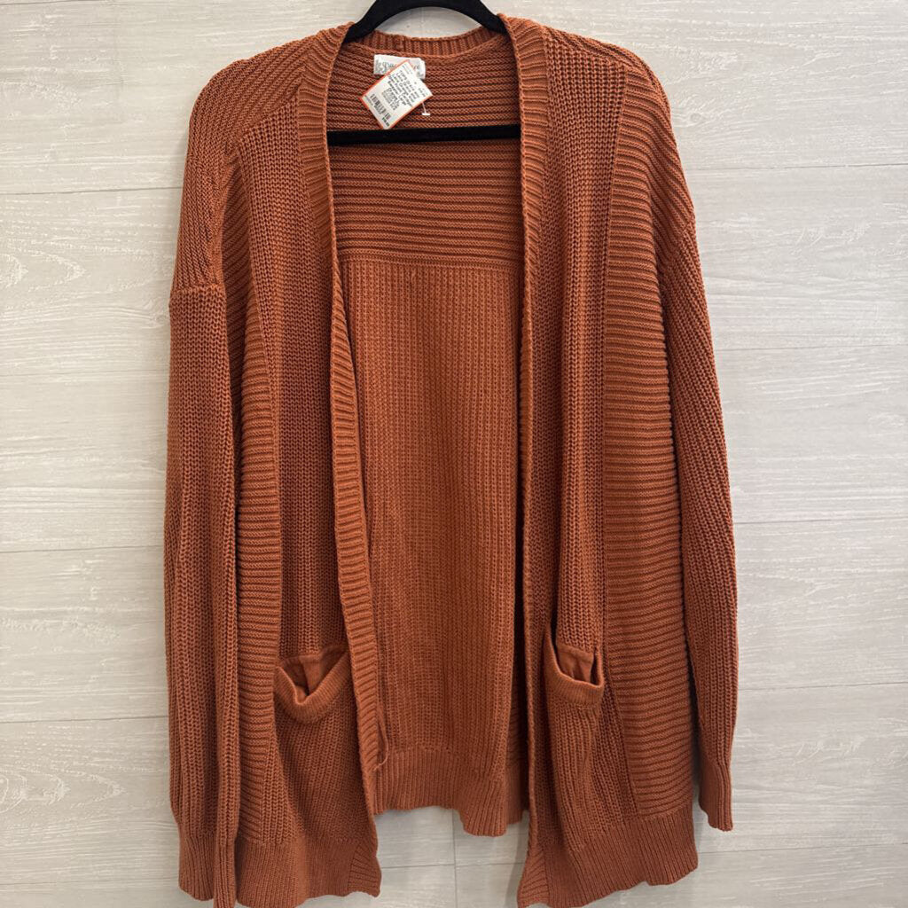 Grace and Lace Orange Knit Open Front Cardigan Sweater Large
