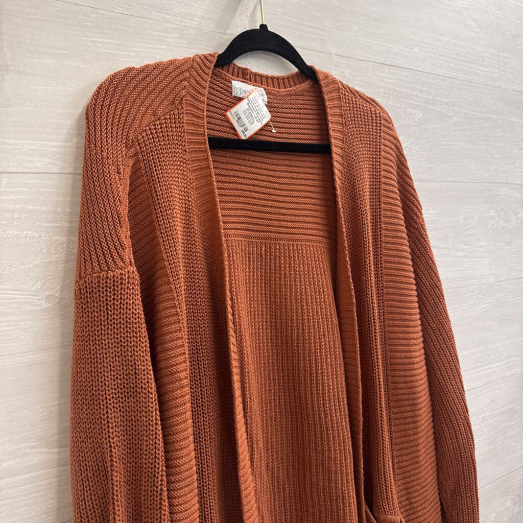 Grace and Lace Orange Knit Open Front Cardigan Sweater Large