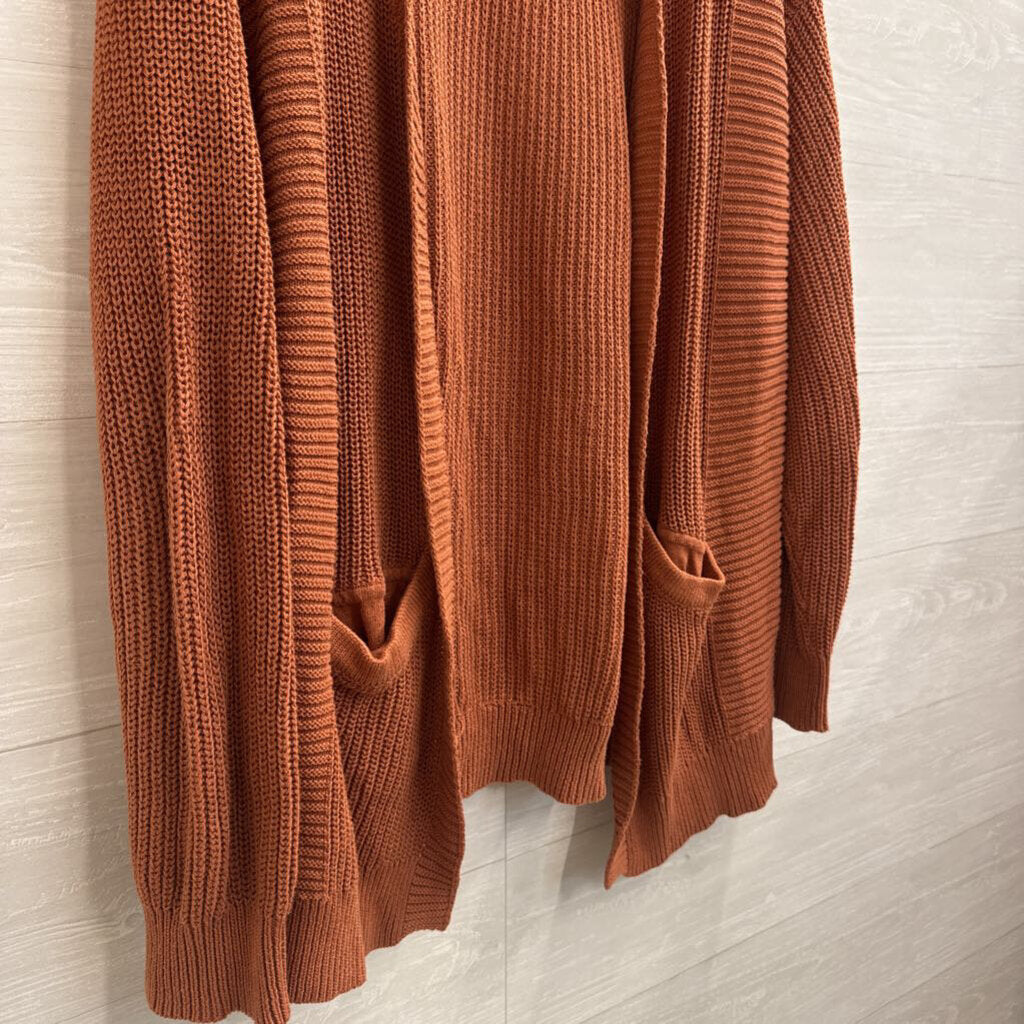Grace and Lace Orange Knit Open Front Cardigan Sweater Large