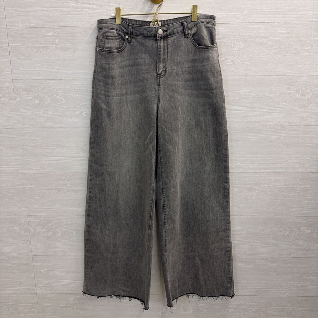 Easel Grey Denim Wide Leg Jeans Large