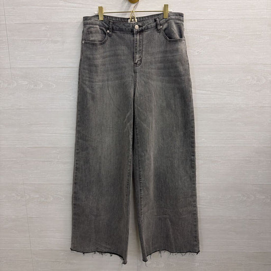 Easel Grey Denim Wide Leg Jeans Large