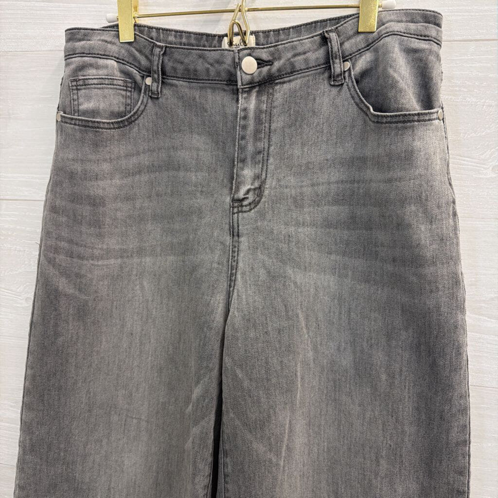 Easel Grey Denim Wide Leg Jeans Large