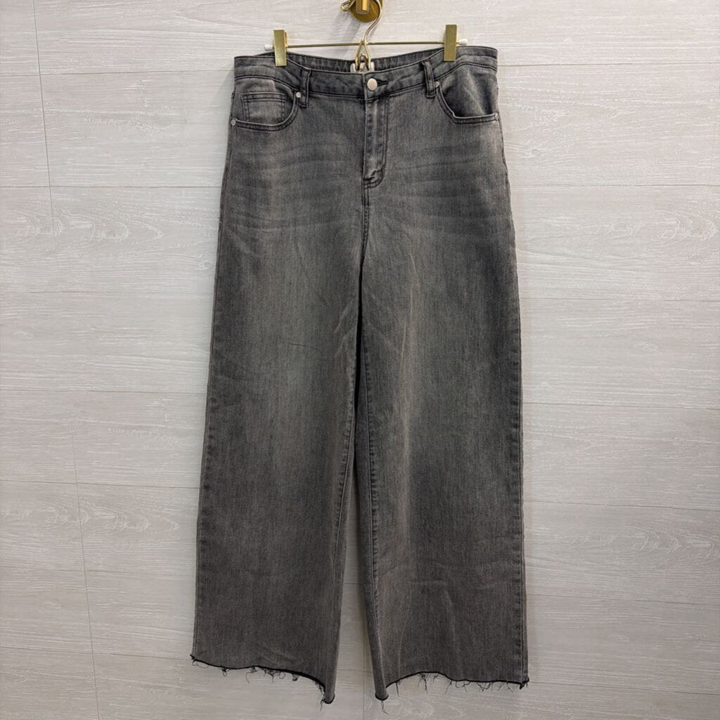 Easel Grey Denim Wide Leg Jeans Large
