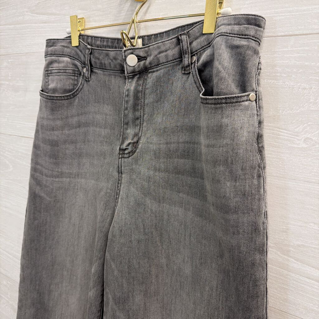 Easel Grey Denim Wide Leg Jeans Large