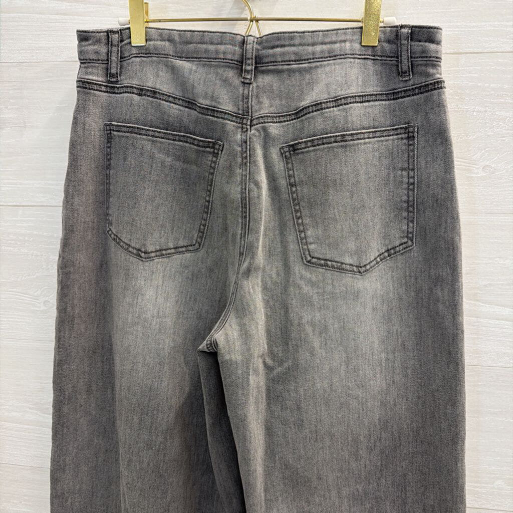 Easel Grey Denim Wide Leg Jeans Large