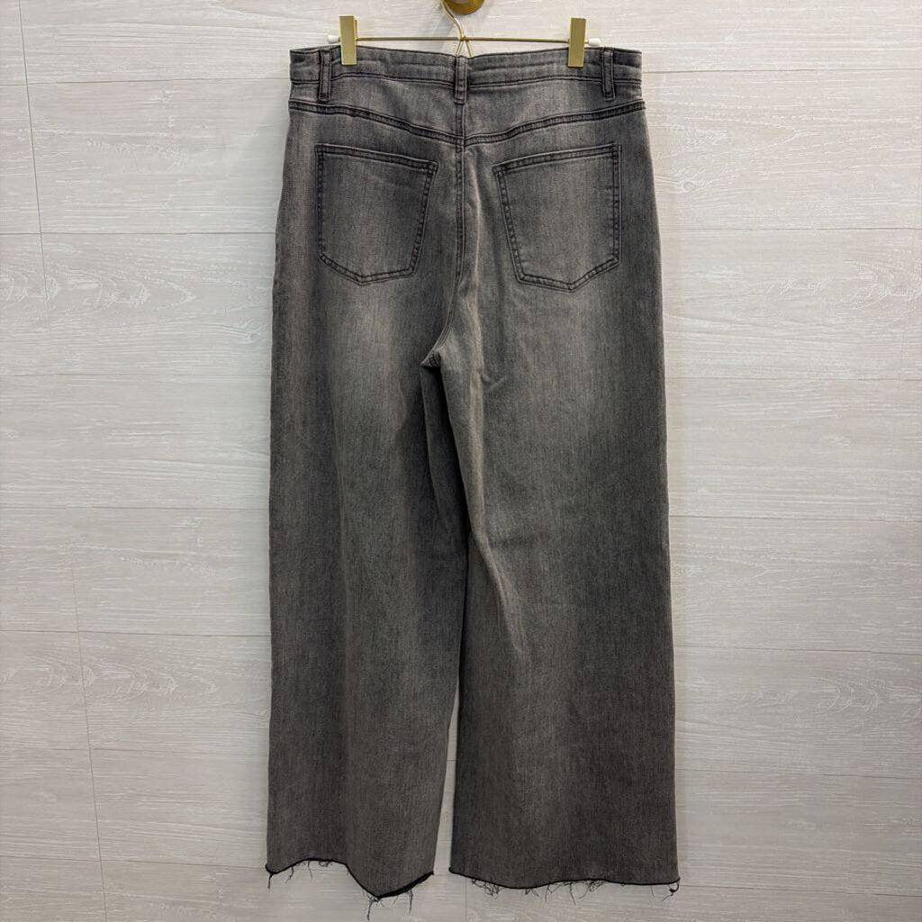 Easel Grey Denim Wide Leg Jeans Large