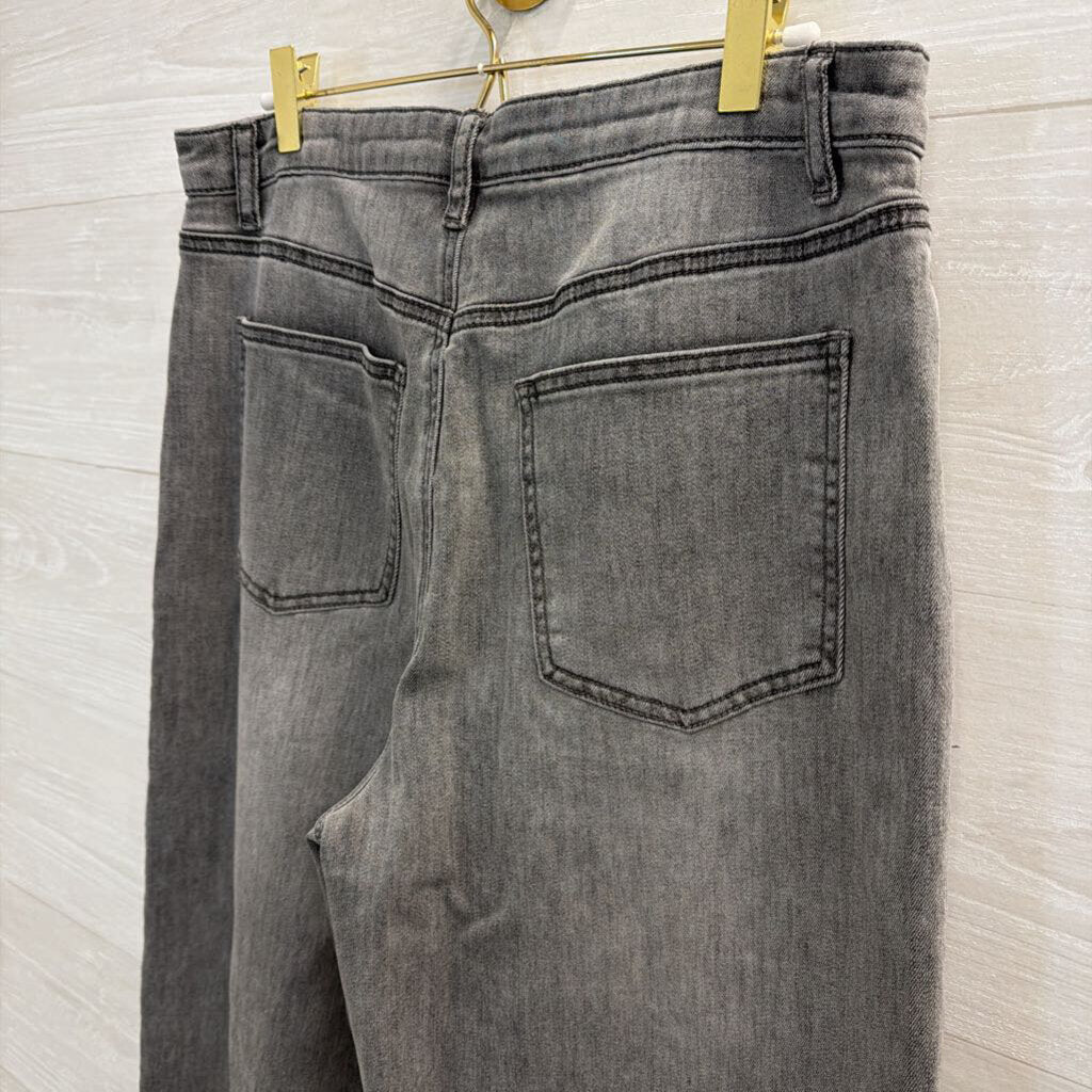 Easel Grey Denim Wide Leg Jeans Large