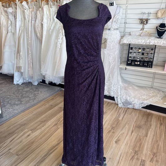 Tahari Purple Lace Long Formal Dress 12