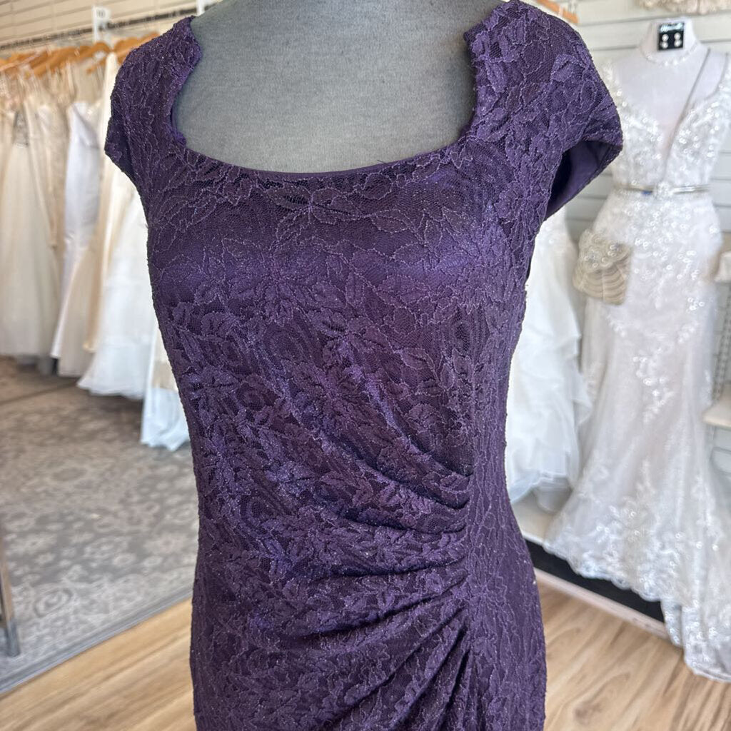 Tahari Purple Lace Long Formal Dress 12