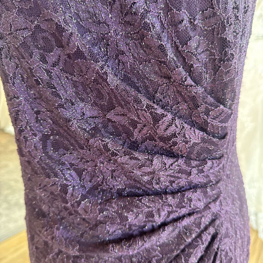 Tahari Purple Lace Long Formal Dress 12