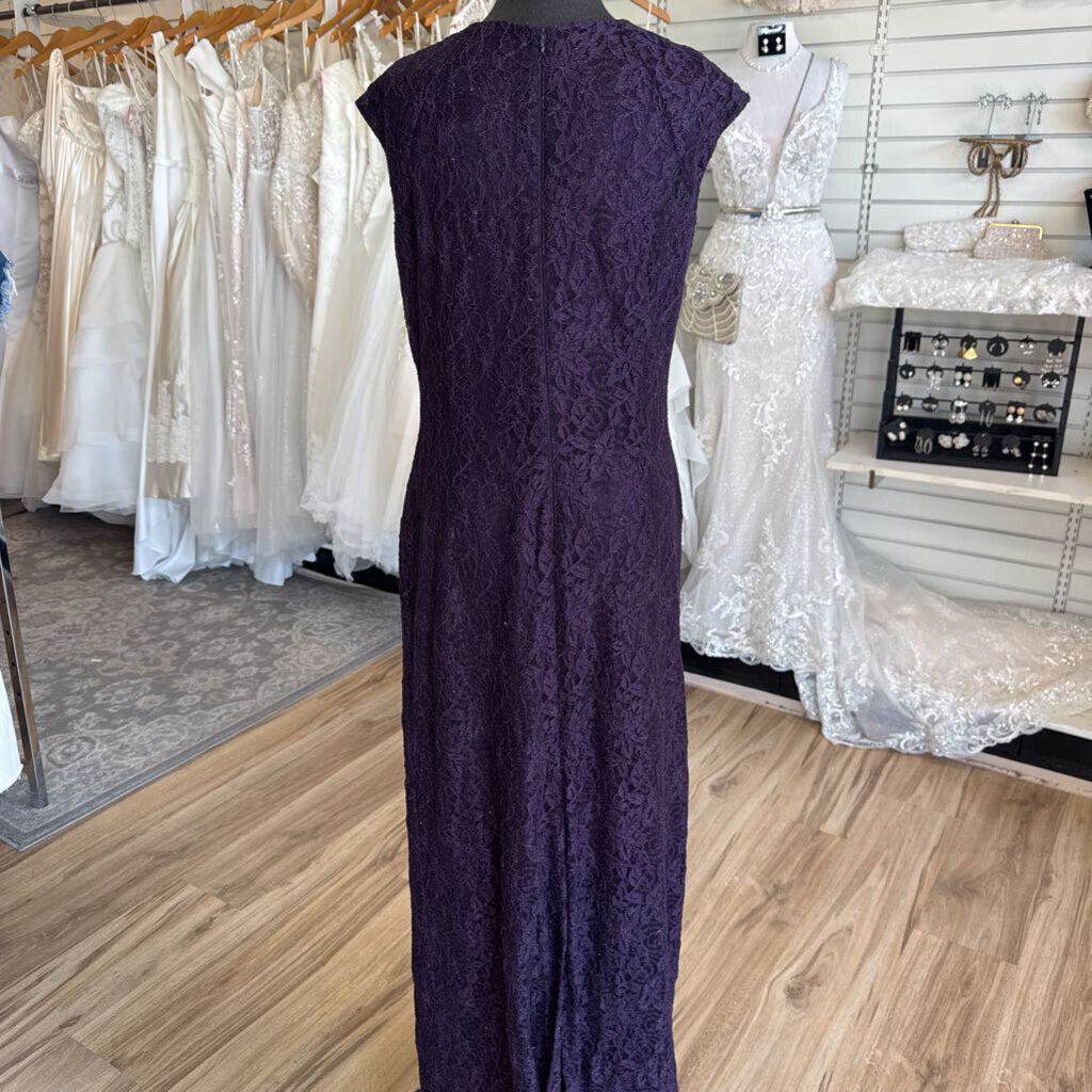 Tahari Purple Lace Long Formal Dress 12