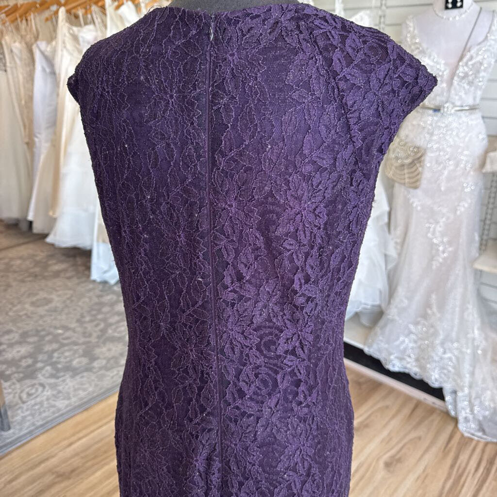 Tahari Purple Lace Long Formal Dress 12