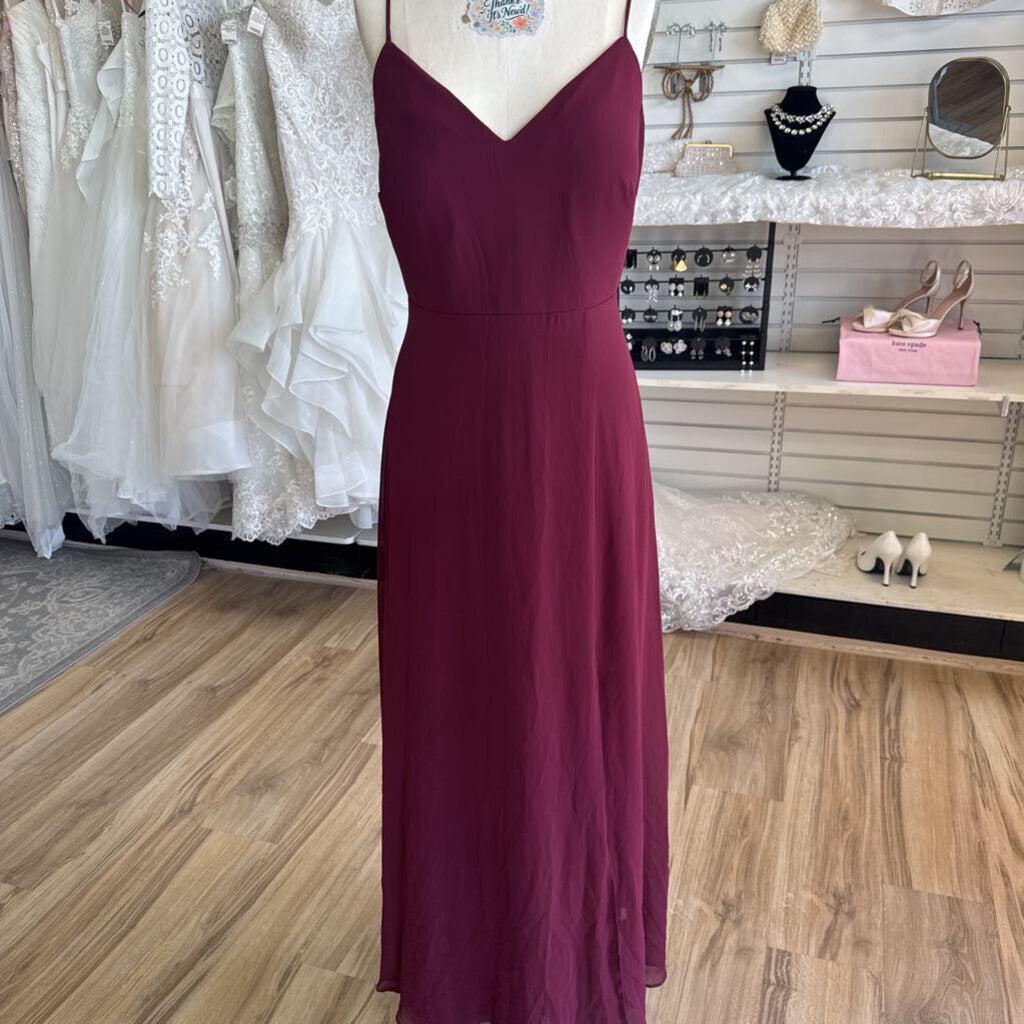 Birdy Grey Burgundy Long Formal Dress Extra Large