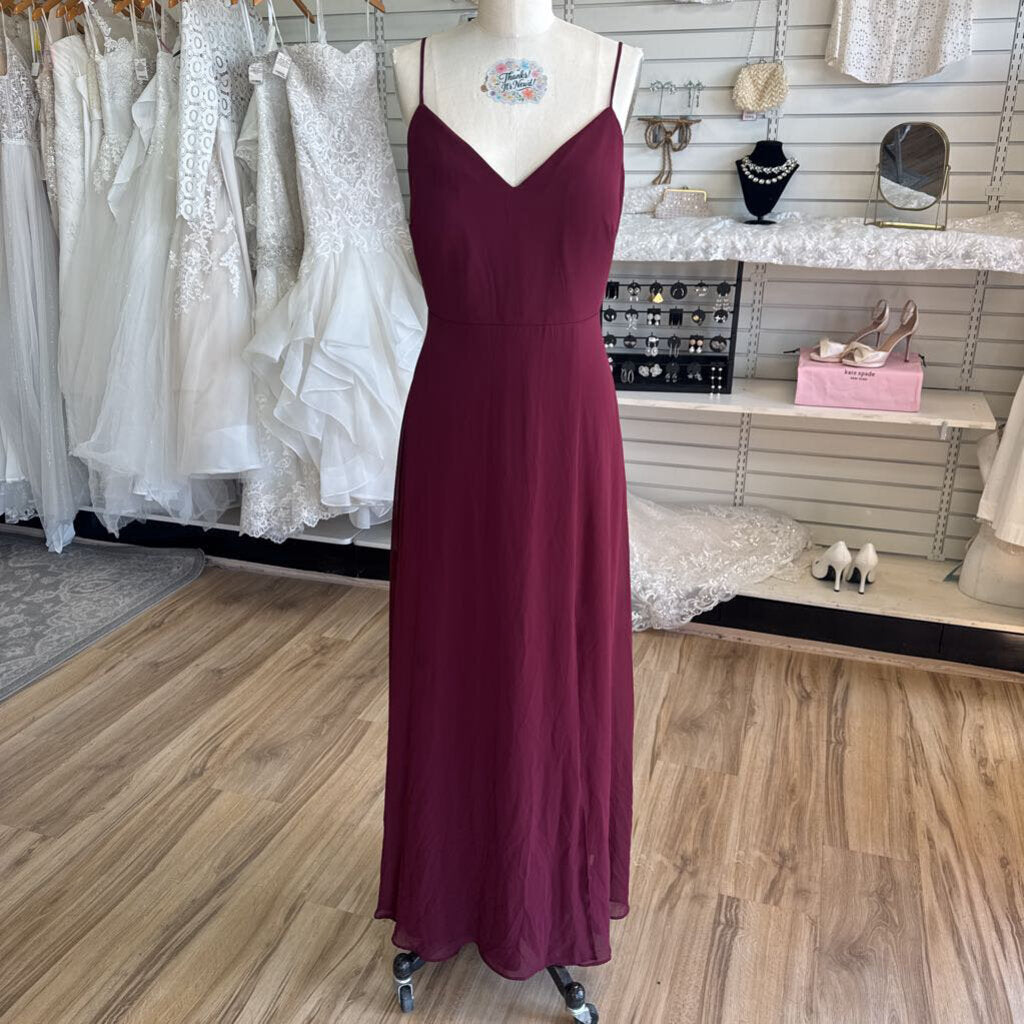 Birdy Grey Burgundy Long Formal Dress Extra Large