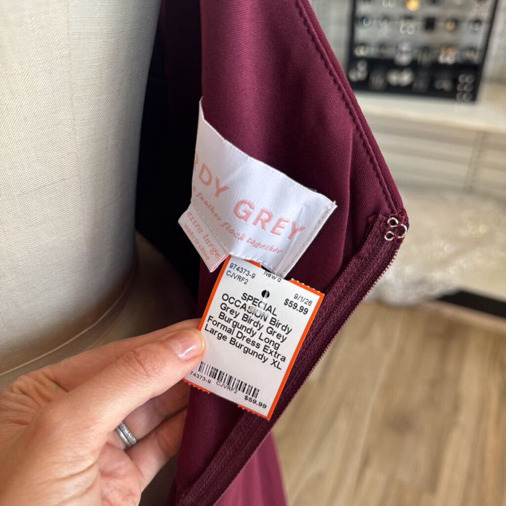 Birdy Grey Burgundy Long Formal Dress Extra Large