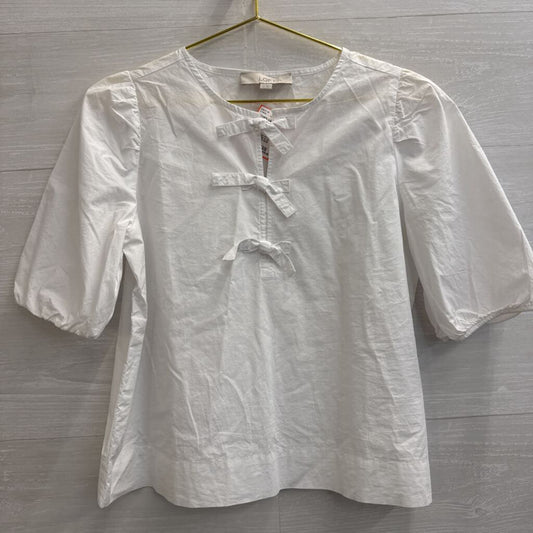 Loft Short Puff Sleeve Bow Front Top Extra Small