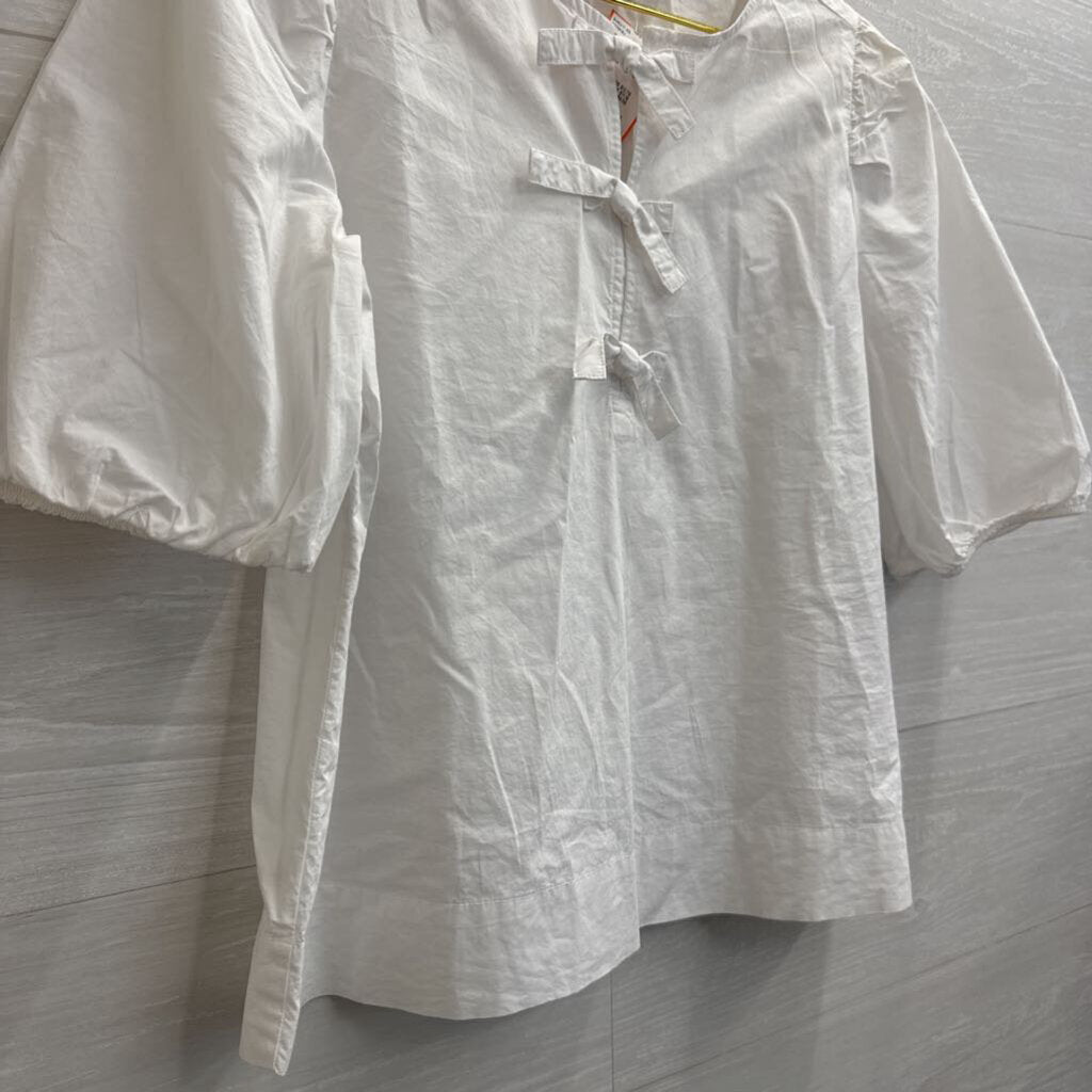 Loft Short Puff Sleeve Bow Front Top Extra Small