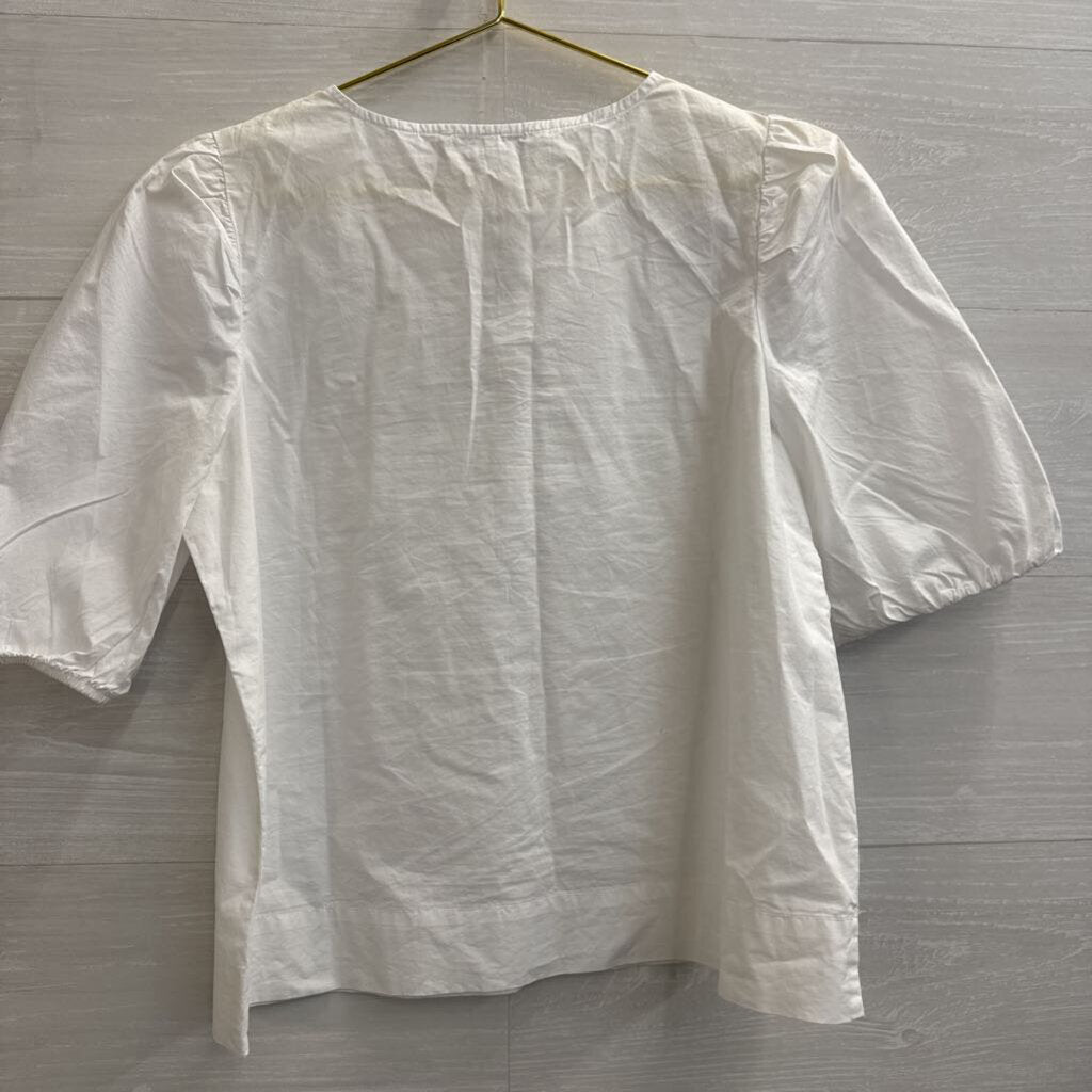 Loft Short Puff Sleeve Bow Front Top Extra Small
