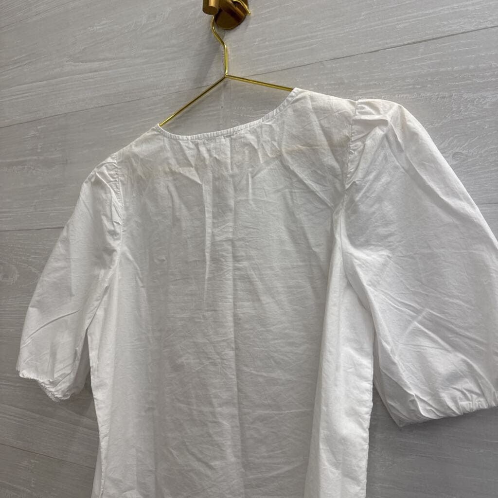 Loft Short Puff Sleeve Bow Front Top Extra Small