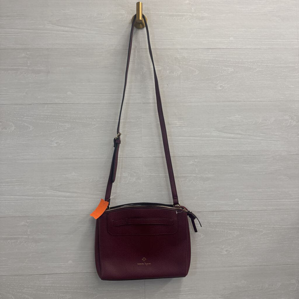 Nanette Lepore Burgundy Pebbled Leather Crossbody Purse