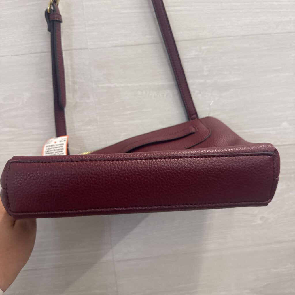 Nanette Lepore Burgundy Pebbled Leather Crossbody Purse