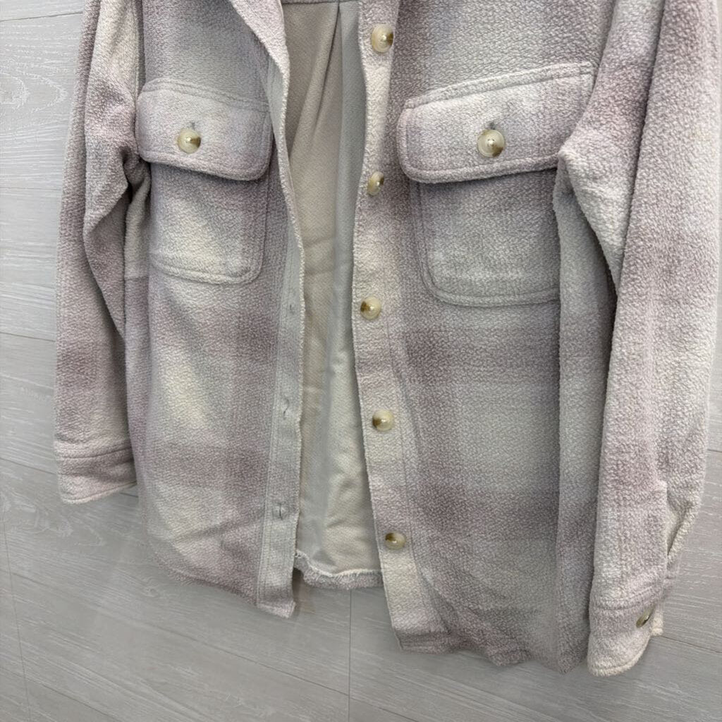 American Eagle Grey/ Purple Plaid Oversized Shacket Extra Small
