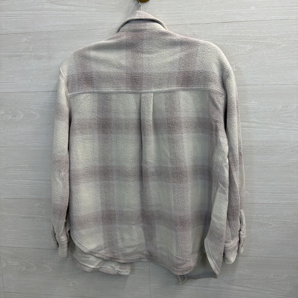 American Eagle Grey/ Purple Plaid Oversized Shacket Extra Small