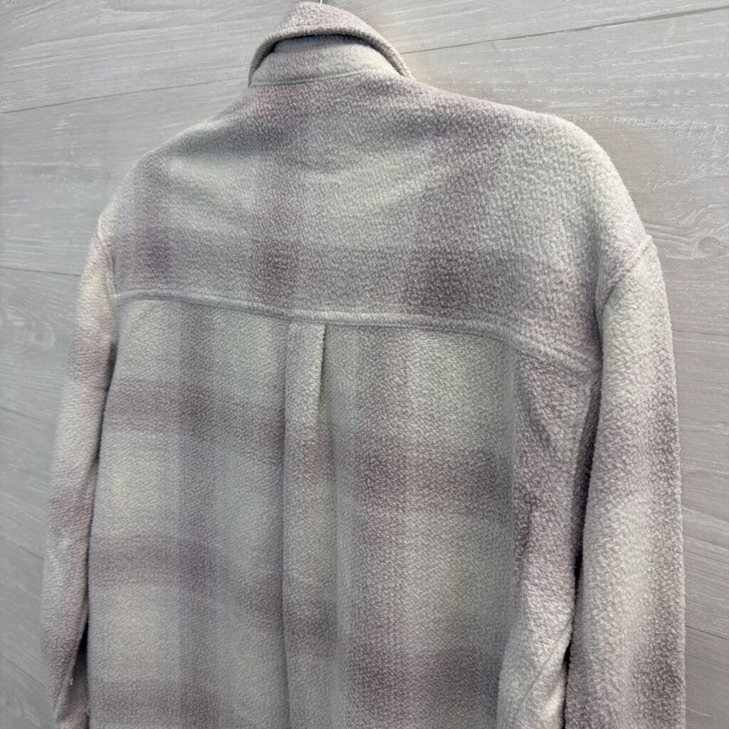 American Eagle Grey/ Purple Plaid Oversized Shacket Extra Small