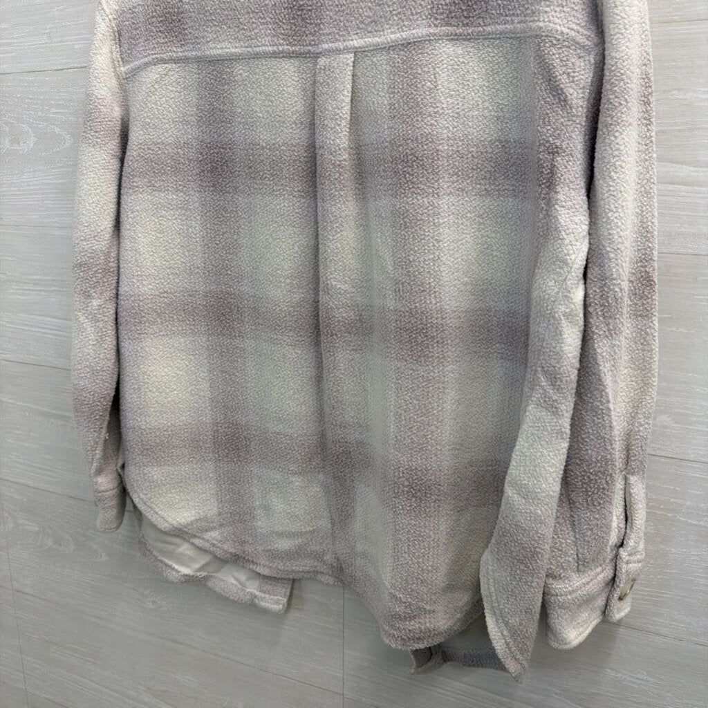 American Eagle Grey/ Purple Plaid Oversized Shacket Extra Small