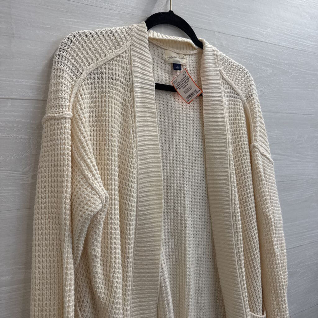 Cream Knit Open Front Cardigan Sweater Small