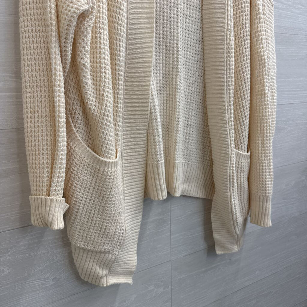 Cream Knit Open Front Cardigan Sweater Small