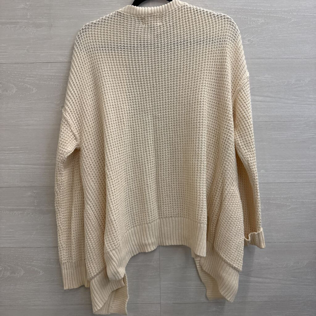 Cream Knit Open Front Cardigan Sweater Small