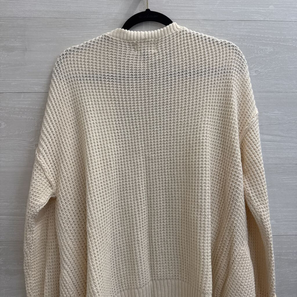 Cream Knit Open Front Cardigan Sweater Small