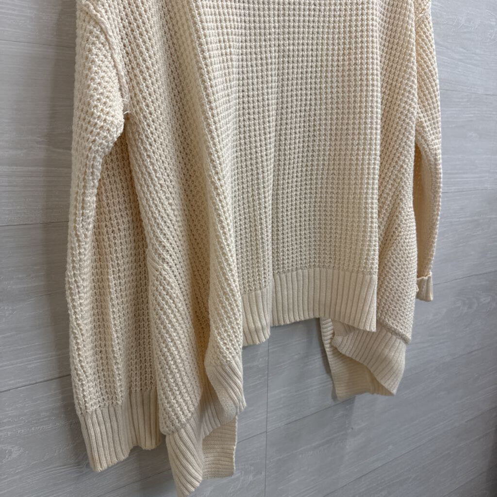 Cream Knit Open Front Cardigan Sweater Small