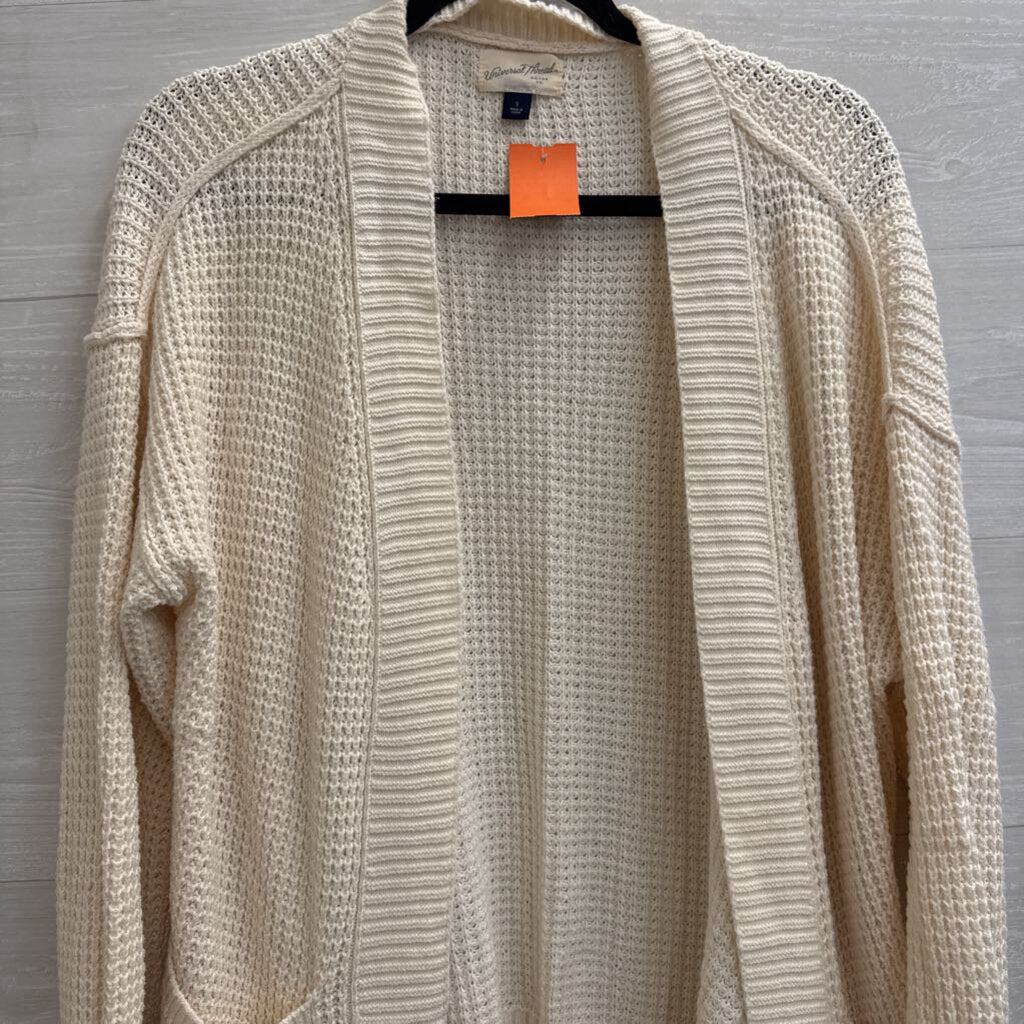 Cream Knit Open Front Cardigan Sweater Small