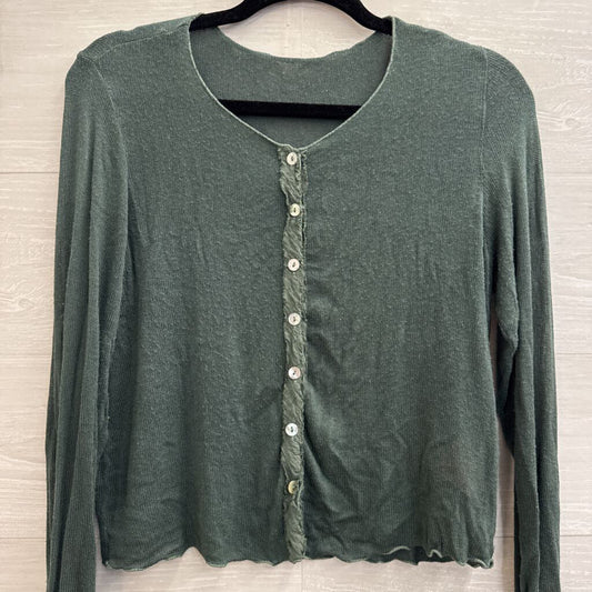 Cut Loose Green Knit Cropped Cardigan Sweater Medium