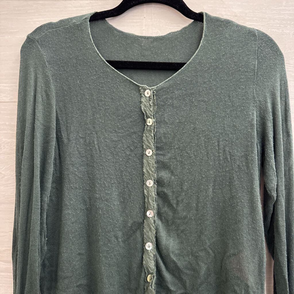 Cut Loose Green Knit Cropped Cardigan Sweater Medium