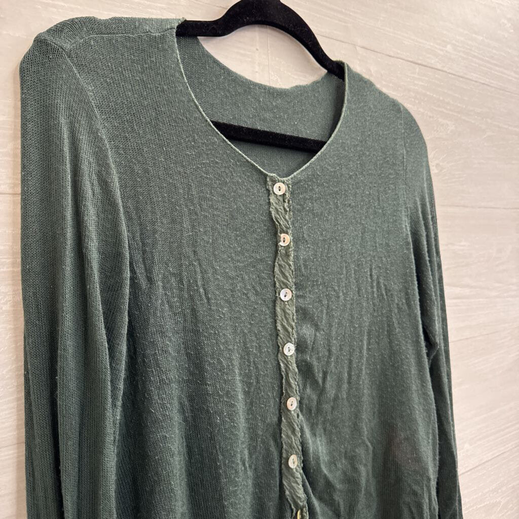 Cut Loose Green Knit Cropped Cardigan Sweater Medium