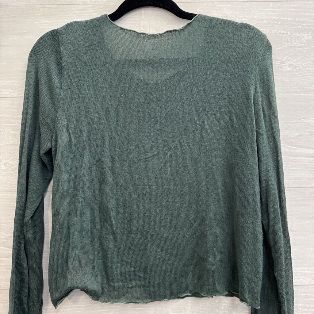 Cut Loose Green Knit Cropped Cardigan Sweater Medium