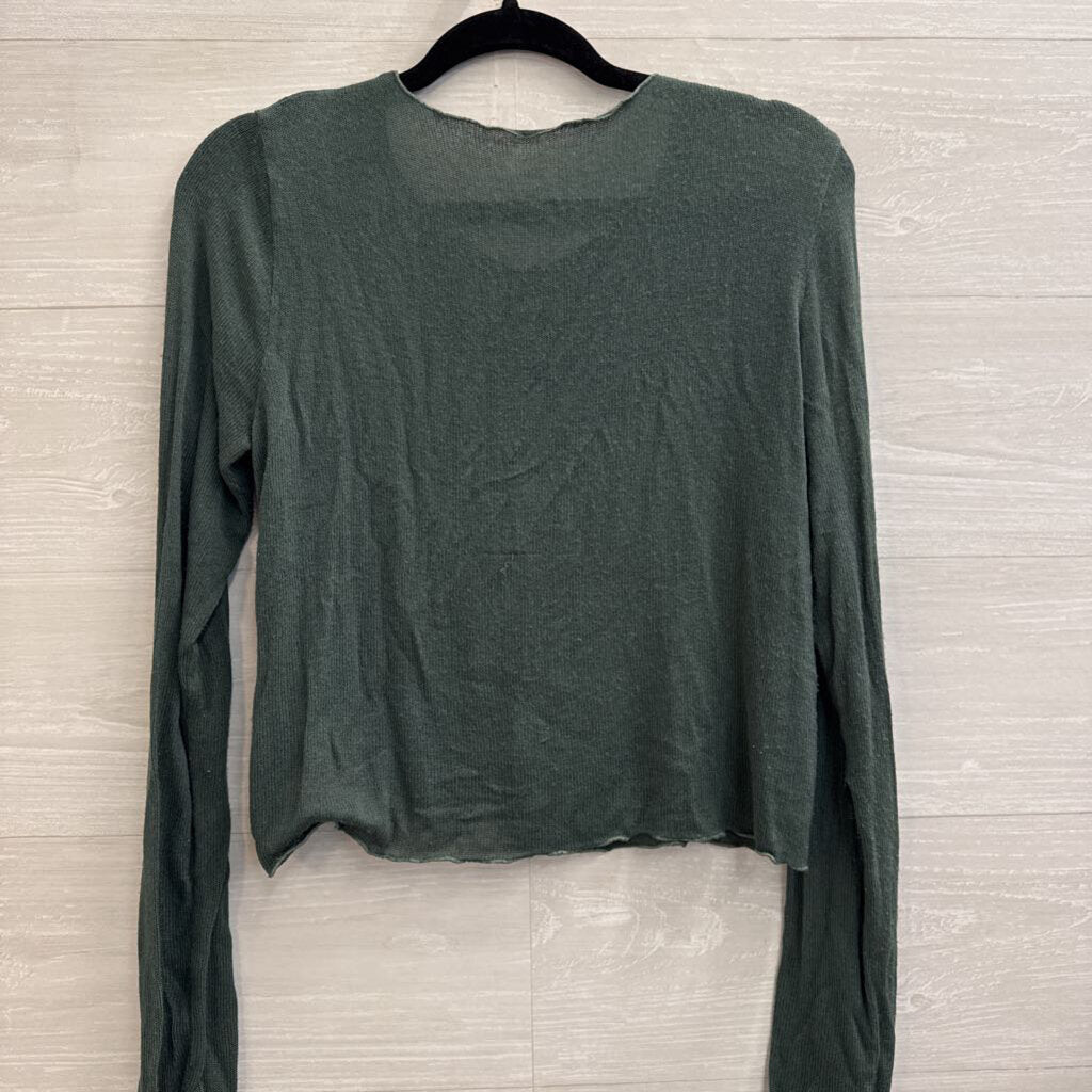 Cut Loose Green Knit Cropped Cardigan Sweater Medium
