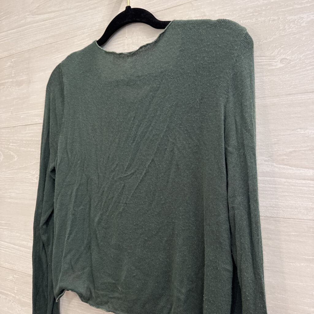 Cut Loose Green Knit Cropped Cardigan Sweater Medium