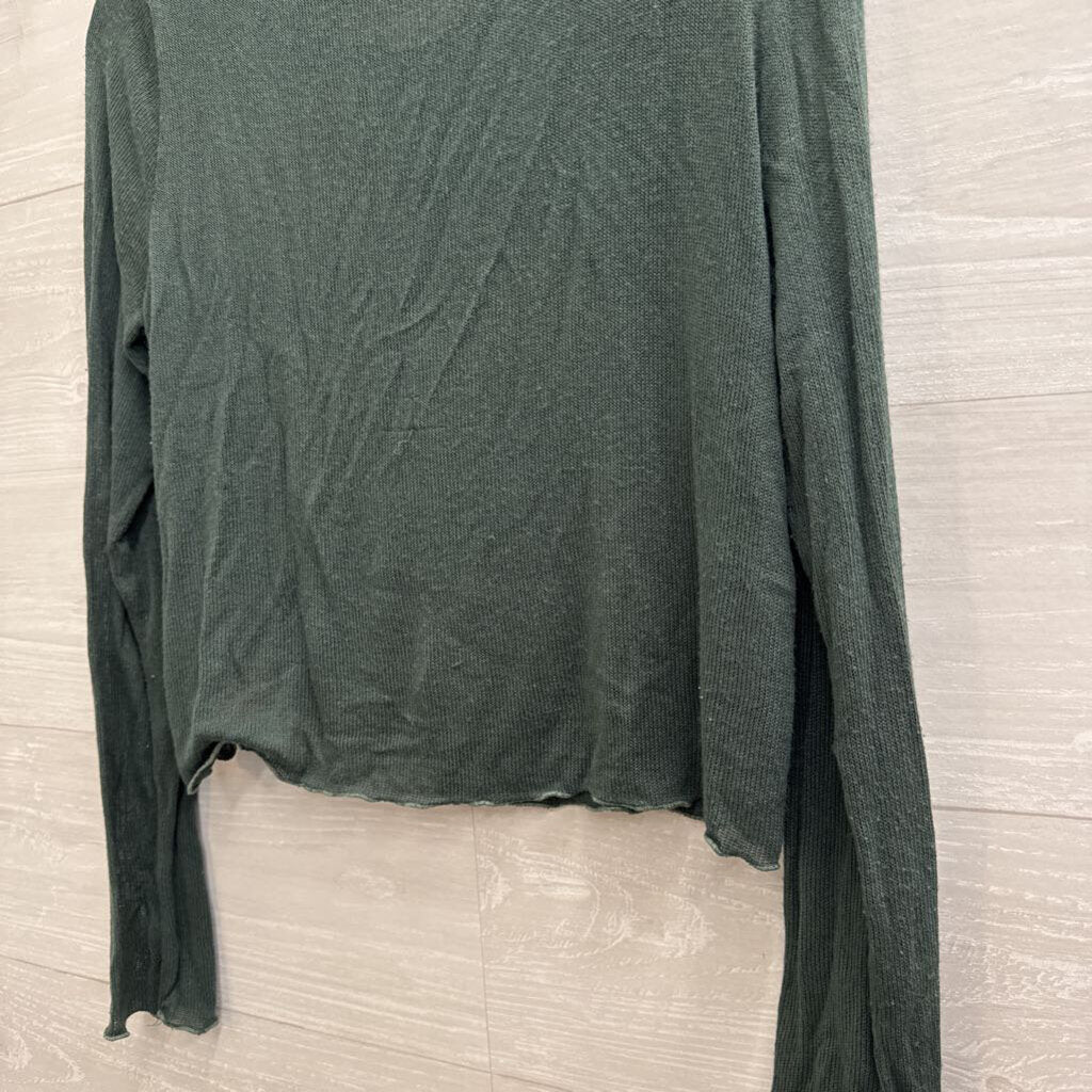 Cut Loose Green Knit Cropped Cardigan Sweater Medium