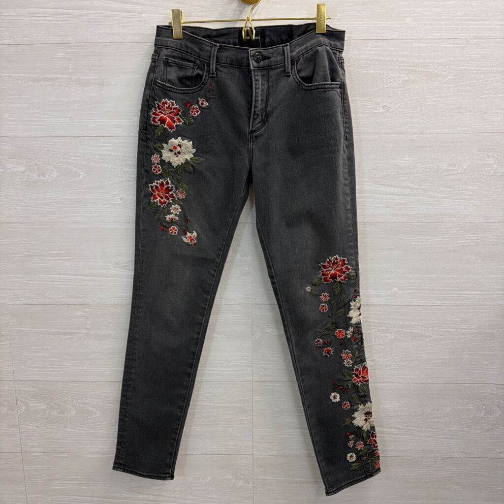 Driftwood Black/ Multi Embroidered Black Denim Jackie Jeans 26