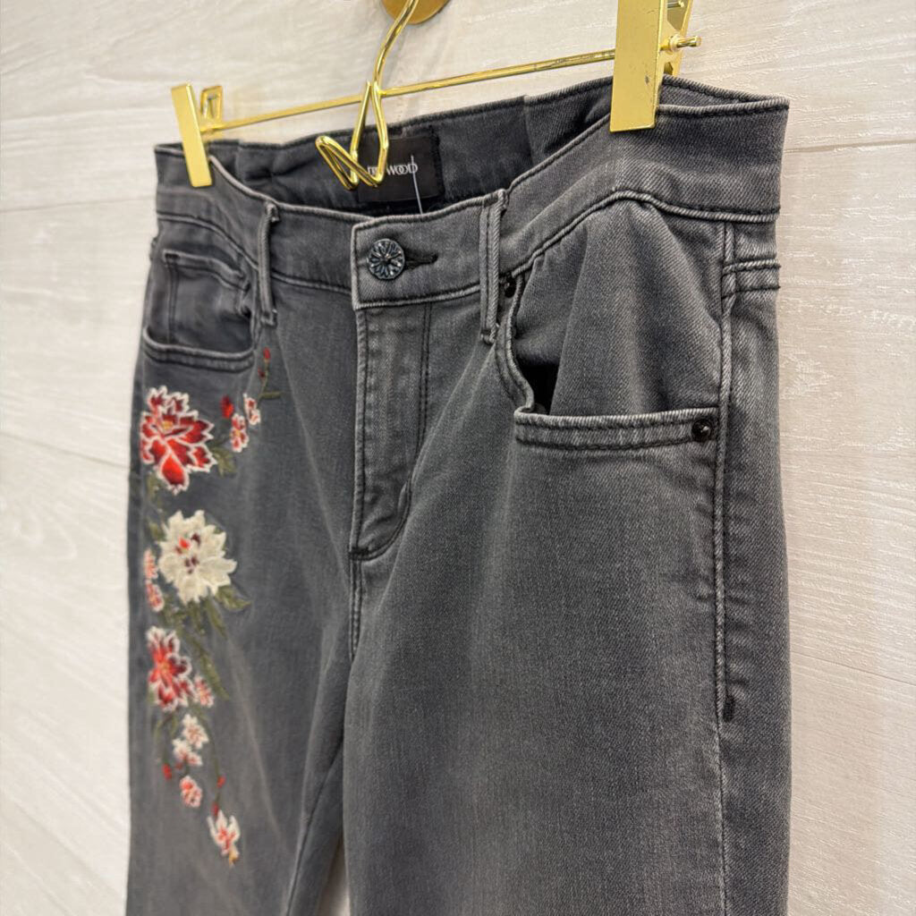 Driftwood Black/ Multi Embroidered Black Denim Jackie Jeans 26