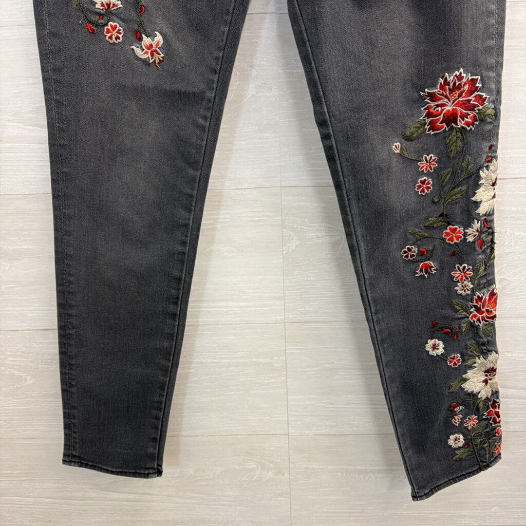 Driftwood Black/ Multi Embroidered Black Denim Jackie Jeans 26